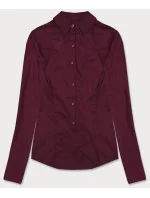 Klasická dámská košile ve vínové bordó barvě model 18302320 - J.STYLE Klasická dámská košile ve vínové bordó barvě model 18302320 - J.STYLE