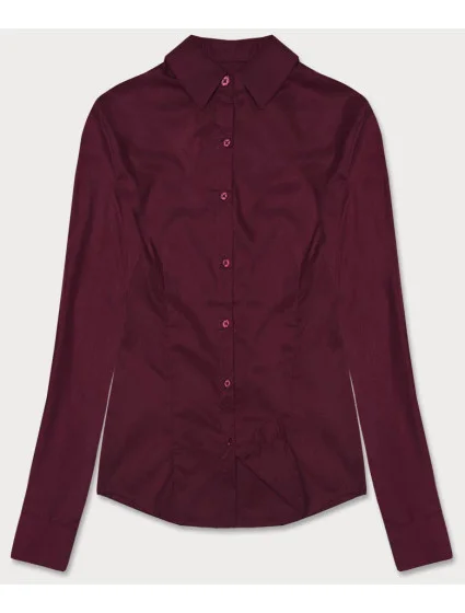 Klasická dámská košile ve vínové bordó barvě model 18302320 - J.STYLE Klasická dámská košile ve vínové bordó barvě model 18302320 - J.STYLE