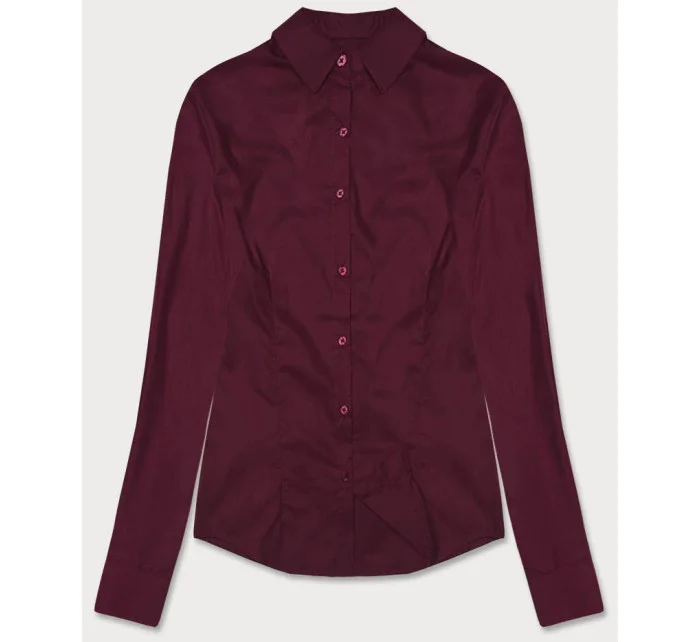Klasická dámská košile ve vínové bordó barvě model 18302320 - J.STYLE Klasická dámská košile ve vínové bordó barvě model 18302320 - J.STYLE