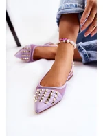 Damskie Baleriny Z Ćwiekami Fioletowe Kinley