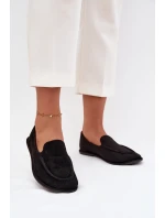 Dámské mokasíny z eko semiše ploché černé model 21710870 - Boto
