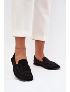 Dámské mokasíny z eko semiše ploché černé model 21710870 - Boto