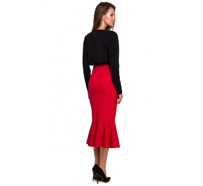K025 Volánová ceruzková sukňa - červená