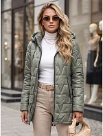 Dámská prošívaná bunda s kapucí zelená model 22547129 - FashionStreet Dámská prošívaná bunda s kapucí zelená model 22547129 - FashionStreet