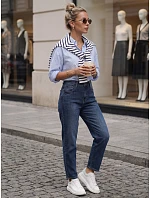 Dámské džíny Mom Fit s elastickým pasem, modré, FashionStreet UY3102 Dámské džíny Mom Fit s elastickým pasem, modré, FashionStreet UY3102
