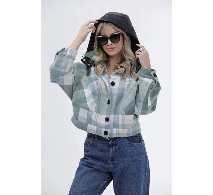 Krátká zelená košilová bunda model 18359844 - Ann Gissy