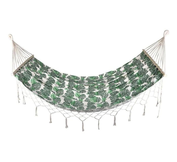 ZÁHRADNÁ HOJDACIA SIEŤ PRE 2 OSOBY 200X150CM S TYČOU A STRAPCOM MIAMI NATURA JUNGLE