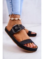 Modne Klapki Ze Sprzączką Big Star JJ274730 Czarne