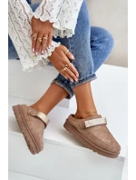 Damskie Kapcie Ocieplane Futerkiem Na Platformie Brązowe Azida Damskie Kapcie Ocieplane Futerkiem Na Platformie Brązowe Azida