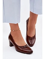 Lodičky na podpatku model 22100855 Hnědé - VINCEZA