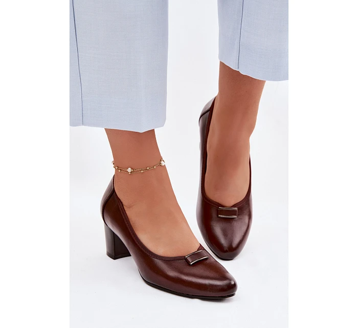 Lodičky na podpatku model 22100855 Hnědé - VINCEZA
