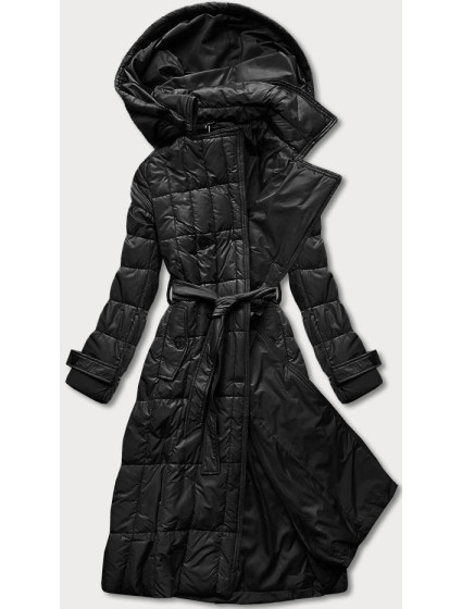 Klasický čierny dámsky prešívaný kabát (AG2-J83)