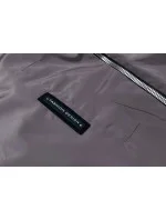 Tmavosivá tenká dámska bunda s ozdobnou lemovkou (B8145-9)