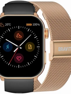 Dámské chytré hodinky  řemínek + náramek Rose Gold Black model 21807175 - Gravity