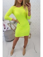 Šaty s ozdobnými gombíkmi žlté neónové