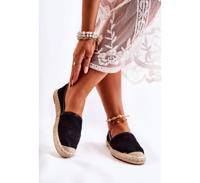 Klasyczne Damskie Espadryle Ażurowe Czarne Catris Klasyczne Damskie Espadryle Ażurowe Czarne Catris