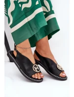 Ploché Elegantní Sandály S Dekorací Černé model 21685756 - Boto