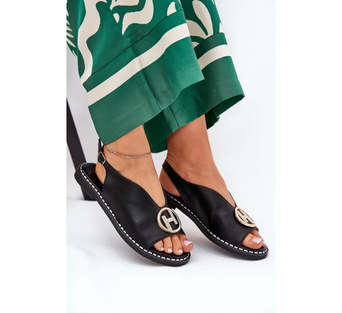 Ploché Elegantní Sandály S Dekorací Černé model 21685756 - Boto