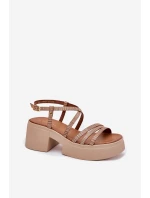 Skórzane Sandały Damskie Maciejka 06990-25 Złote