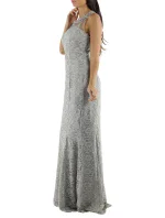 Společenské a šaty krajkové dlouhé značkové Paris šedé Šedá / XS  Paris model 15042638 - CHARM'S Paris