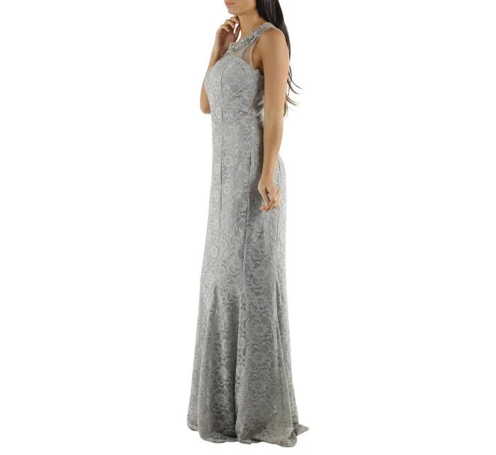 Společenské a šaty krajkové dlouhé značkové Paris šedé Šedá / XS  Paris model 15042638 - CHARM'S Paris