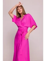 Dámske zavinovacie šaty S406 Tmavo ružová - Stylove
