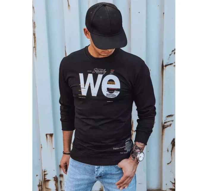 Pánska mikina s potlačou čierna FashionStreet BX5365