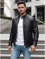 Pánska prechodná kožená bunda čierna FashionStreet TX4732