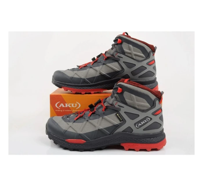 Aku pánska turistická členková obuv Rocket Gore-tex sivá červená