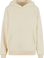 Build your Brand BY 289 Dámska mikina oversize s kapucňou „Fluffy“ 56.0289 biela piesková