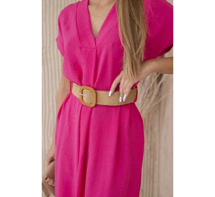 Šaty s ozdobným opaskom ružové