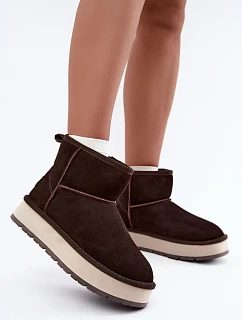Dámské zimní boty z přírodního semiše s podšívkou Big Star Hnědé model 22539781 - Big Star Shoes