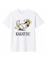 Dámske bavlnené tričko s potlačou - KAKAT DU - biele