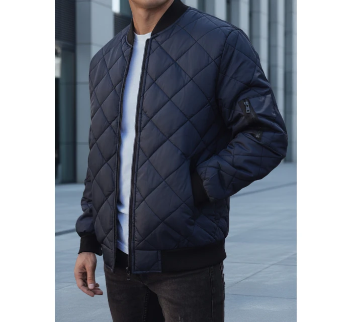 Pánska prešívaná bunda bomber tmavomodrá TX2217