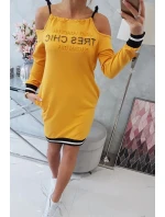 Šaty Tres Chic v horčicovej farbe