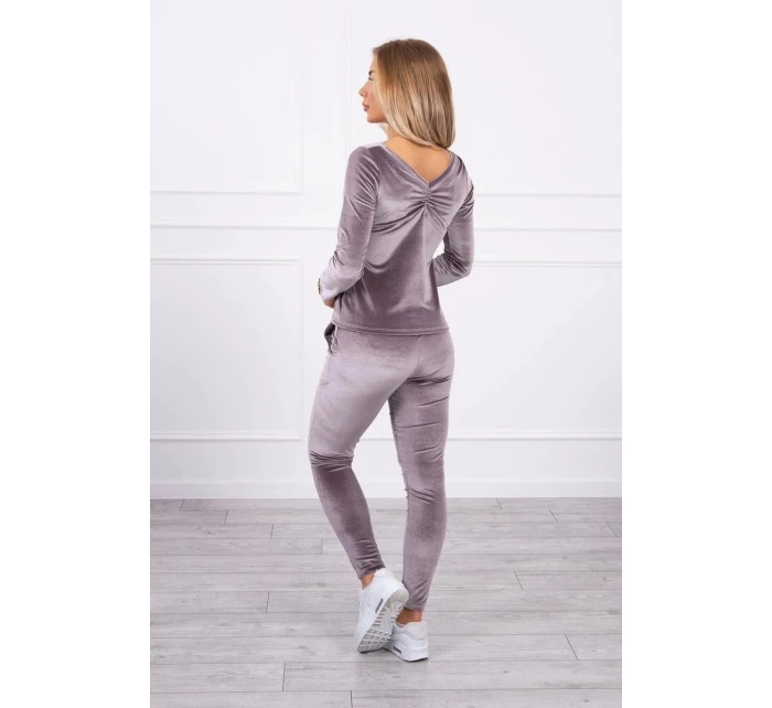 Velúrová súprava so zadným popruhom sivá Velúrová súprava so zadným popruhom sivá