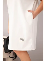 Dámske plus veľkosť šaty s krátkymi rukávmi a vreckami Ecru