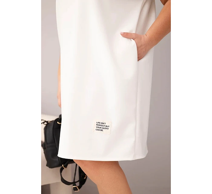 Dámske plus veľkosť šaty s krátkymi rukávmi a vreckami Ecru