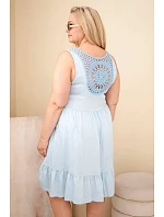 Dámske plus size viskózové šaty s čipkou bez rukávov modré Dámske plus size viskózové šaty s čipkou bez rukávov modré