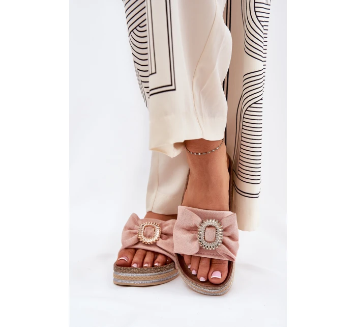 Dámské Pantofle Na Platformě S Mašlí A Růžové model 21689894 - Boto Dámské Pantofle Na Platformě S Mašlí A Růžové model 21689894 - Boto