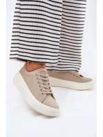 Materiałowe Trampki Damskie Na Platformie Big Star RR274465 Beżowe Materiałowe Trampki Damskie Na Platformie Big Star RR274465 Beżowe