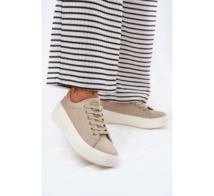 Materiałowe Trampki Damskie Na Platformie Big Star RR274465 Beżowe Materiałowe Trampki Damskie Na Platformie Big Star RR274465 Beżowe