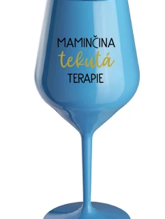 Mamičkina tekutá terapia - modrý nerozbitný pohár na víno 470 ml