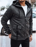 Pánska teplá mikina na zips tmavosivá FashionStreet BX5607 Pánska teplá mikina na zips tmavosivá FashionStreet BX5607