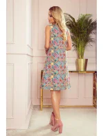 VICTORIA - Dámske trapézové šaty s farebným vzorom 296-1