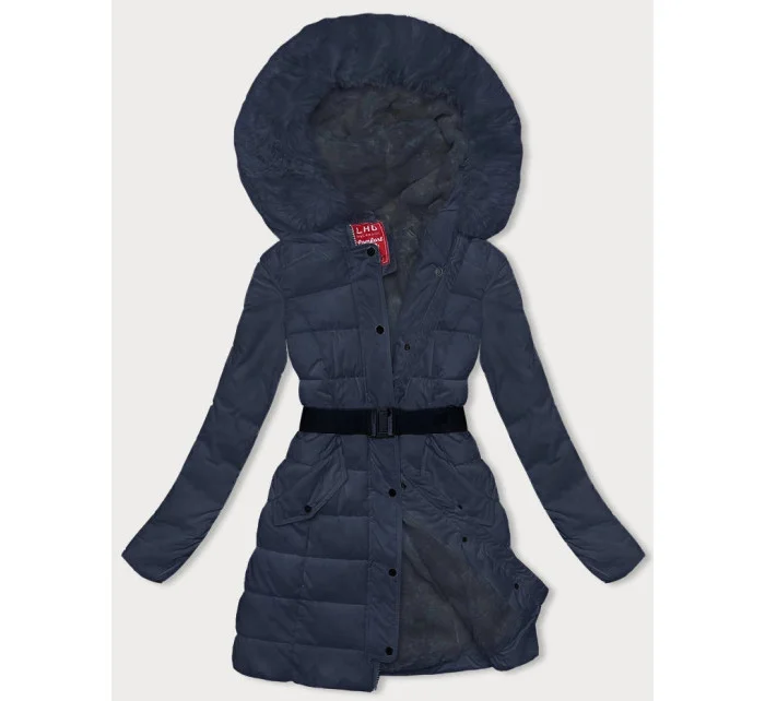 Tmavomodrá dámska zimná páperová bunda (2M-007)