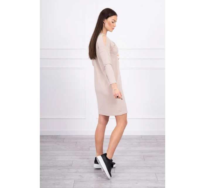 Šaty s potlačou Love béžovej