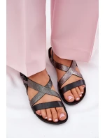 Płaskie Skórzane Sandały Damskie Zazoo 40032 Czarne