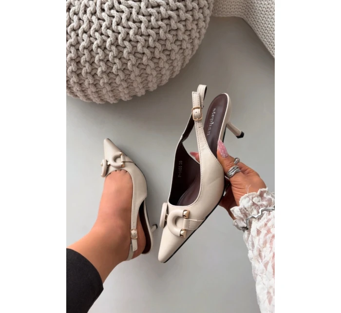 Dámské sandály na jehle s ozdobným detailem světle béžové Brienne