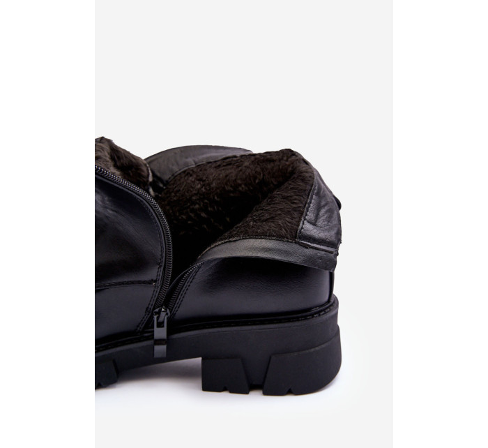 Nízke zdobené kožené členkové topánky so zipsom Black Escika